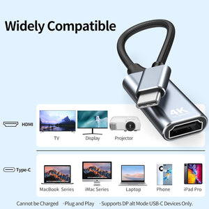 4K Thunderbolt 3/4 Compatible Type C to HDMI Adapter For iPhone MacBook iPad PC