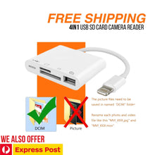 Load image into Gallery viewer, 4in1 USB SD Card Camera Reader Connector Adapter Compatible With IOS Unbranded