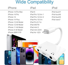 Load image into Gallery viewer, 3in1 Apple 8-Pin to 3.5mm Dual Earphone Headphone Jack Audio Adapter Splitter