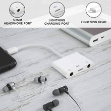 Load image into Gallery viewer, 3in1 Apple 8-Pin to 3.5mm Dual Earphone Headphone Jack Audio Adapter Splitter