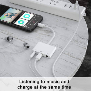 2025 3in1 Apple 8-Pin to 3.5mm, Headphone Adapter for iPhone, Dual Earphone Jack Audio, Music Call and Charging Adapter, Headphone Splitter for iPhone 14/13/12/11/XS Max/XR/8/7 Plus /6/ iPad,Support iOS 10 to16