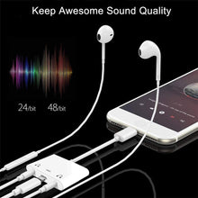 Load image into Gallery viewer, 3in1 Apple 8-Pin to 3.5mm Dual Earphone Headphone Jack Audio Adapter Splitter