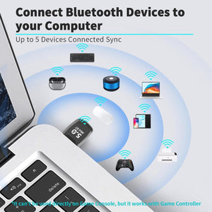 2025 Latest Free Driver Bluetooth 5.4 USB Round Dongle Receiver Transmitter for Windows 10/11