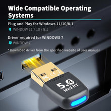 Load image into Gallery viewer, 2025 Latest Free Driver Bluetooth 5.4 USB Round Dongle Receiver Transmitter for Windows 10/11