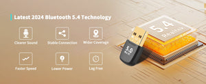 2025 Latest Free Driver Bluetooth 5.4 USB Round Dongle Receiver Transmitter for Windows 10/11