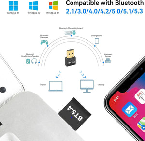 2025 USB Bluetooth Adapter Bluetooth 5.4 Adapter for PC Plug & Play for Windows 11