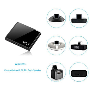 NEW 2024 30 Pin Bluetooth 5.1 Audio Receiver A2DP Music Mini Wireless Adapter For iPhone iPod Jack Analog Speaker