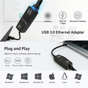 Gigabit Speed USB 3.0 to RJ45 LAN Adapter – High-Speed 1000Mbps Ethernet Converter (AU)