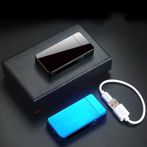 Dual Arc Plasma Lighter Electric Flameless Windproof USB Rechargeable Lighters With LED Power Display Unbranded