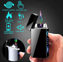 Load image into Gallery viewer, Dual Arc Plasma Lighter Electric Flameless Windproof USB Rechargeable Lighters With LED Power Display Unbranded