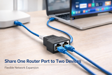 Load image into Gallery viewer, RJ45 Ethernet Splitter Adapter for Router Modem CAT5 CAT6 Dual LAN Port