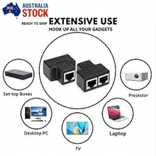 Load image into Gallery viewer, RJ45 Ethernet Splitter Adapter – Dual LAN Port Connector for CAT5/CAT6/CAT7 Network Cables (AU Stock)