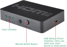 Load image into Gallery viewer, HDMI Splitter 3 Port Hub Box Auto Switch 3 In 1 Out Switcher 3D 1080p HD Unbranded