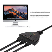 Load image into Gallery viewer, Mini 3 Port HDMI Splitter Adapter Cable 1.4b 1080P Switcher HDMI Switch 4K Ultra 3 Port IN 1 OUT Unbranded