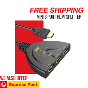 Mini 3 Port HDMI Splitter Adapter Cable 1.4b 1080P Switcher HDMI Switch 4K Ultra 3 Port IN 1 OUT Unbranded