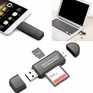 NEW 2024 Micro USB OTG to USB 2.0 Adapter WINDOWS 11 SD TF Micro Card Reader For Smartphones & PC