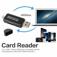 Load image into Gallery viewer, NEW 2024 Micro USB OTG to USB 2.0 Adapter WINDOWS 11 SD TF Micro Card Reader For Smartphones &amp; PC