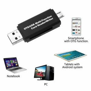 NEW 2024 Micro USB OTG to USB 2.0 Adapter WINDOWS 11 SD TF Micro Card Reader For Smartphones & PC