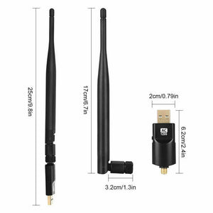 NEW 2024 USB Wireless WIFI Adapter High Power 2.4G/5G AC1200 Long Range 802.11AC Antenna For Windows 11