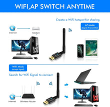 Load image into Gallery viewer, NEW 2024 USB Wireless WIFI Adapter High Power 2.4G 5G AC1200 Long Range 802.11AC Antenna For Windows 11 Unbranded