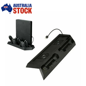 PlayStation 4 PS4 Slim Vertical Stand Cooling Fan Dualshock Controller Charger Dock Station