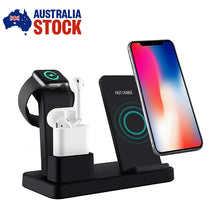 Load image into Gallery viewer, QI Wireless Charger 3-in-1 Charging Station Dock Stand for Apple Watch iPhone AirPods