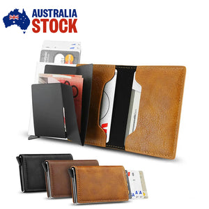 Leather RFID Card Case Wallet Anti Theft RFID Blocking Black Brown Coffee Color