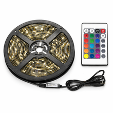 Load image into Gallery viewer, USB RGB LED Strip Light 5M 5050 SMD TV Backlight Kit with 24 Key IR Remote Color Changing Lighting