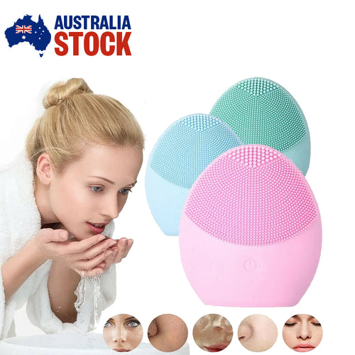 Silicone Facial Cleanse Brush Electric Ultrasonic Vibration Massage Pore Cleaner