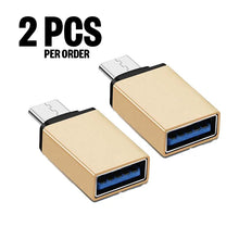 Load image into Gallery viewer, 2pcs Type C Male to USB 3.0 Female OTG Converter Adapter for Smartphone Laptop