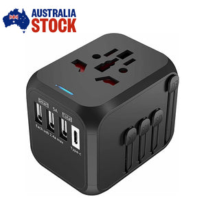 Universal Travel Adapter 4 USB 2.4A Charger with EU AU US UK AC Wall Plug Power