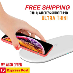 Wireless Charger Pad Ultra Thin 3-in-1 QI Charging Station Dock for Apple Watch / iPhone/ AirPods Unbranded