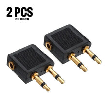 Load image into Gallery viewer, 2X Airplane Airline Headphone Jack Adapter Gold Plated Dual 2 Plug Connector