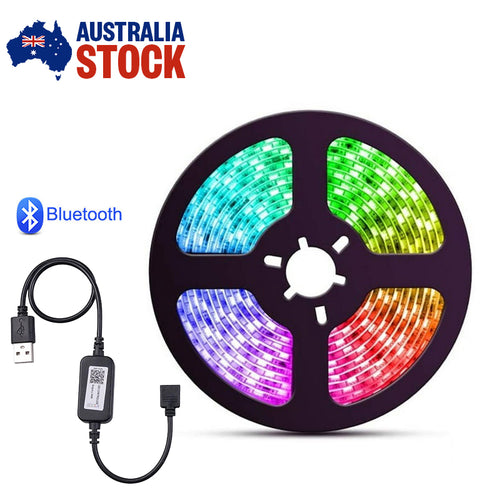 5V USB RGB LED Strip Lights Bluetooth 5050 SMD IP65 Waterproof 1-5M Music Sync