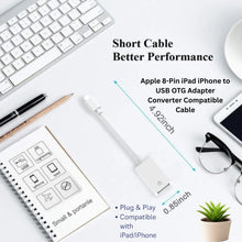 Load image into Gallery viewer, Apple 8-Pin iPad iPhone to USB OTG Adapter Converter Compatible Cable