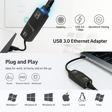 Load image into Gallery viewer, Gigabit Speed USB 3.0 to RJ45 LAN Adapter – High-Speed 1000Mbps Ethernet Converter (AU)