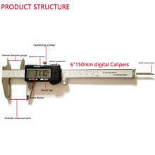 Load image into Gallery viewer, 150mm 6&quot; Stainless Steel Electronic Digital Vernier Caliper Depth Measurement Unbranded