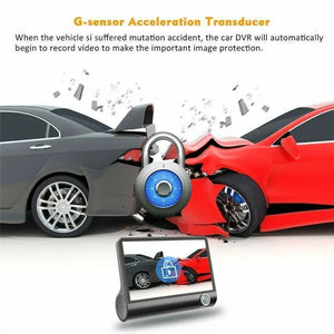 4" LCD 1080P FHD Car DVR 3 Lens Camera Revising Recorder Dash Cams Night Vision Unbranded