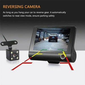 4" LCD 1080P FHD Car DVR 3 Lens Camera Revising Recorder Dash Cams Night Vision Unbranded