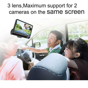 4" LCD 1080P FHD Car DVR 3 Lens Camera Revising Recorder Dash Cams Night Vision Unbranded