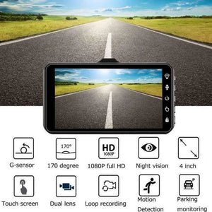 4.0'' Touch FHD 1080P Dual Lens Car DVR Reversing Dash Cam Recorder One Click Shop