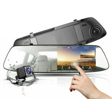 Load image into Gallery viewer, 4.3&quot; Rear View Mirror Dash Car Reverse Camera Kits Double Cam FHD 1080P One Click Shop