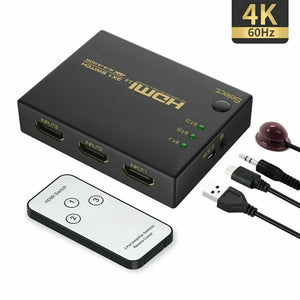 4K Ultra HD 3 Way HDMI Switch Splitter HDTV Auto 3 Port IN 1 OUT Remote Control Unbranded