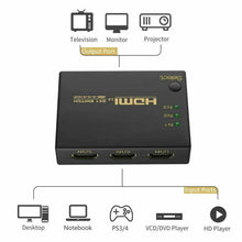 Load image into Gallery viewer, 4K Ultra HD 3 Way HDMI Switch Splitter HDTV Auto 3 Port IN 1 OUT Remote Control Unbranded