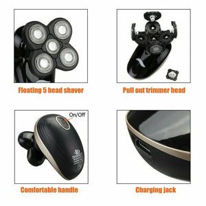 5 in 1 4D Rechargeable Electric Razor Shaver Waterproof Cordless Trimmer Bald Head Unbranded