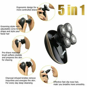 5 in 1 4D Rechargeable Electric Razor Shaver Waterproof Cordless Trimmer Bald Head Unbranded
