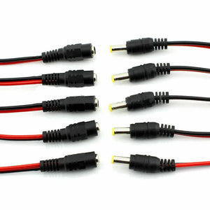 5 pair 12V 5.5mmx2.1mm Male+Female DC Power Socket Jack Connector Cable Plug Wire Unbranded