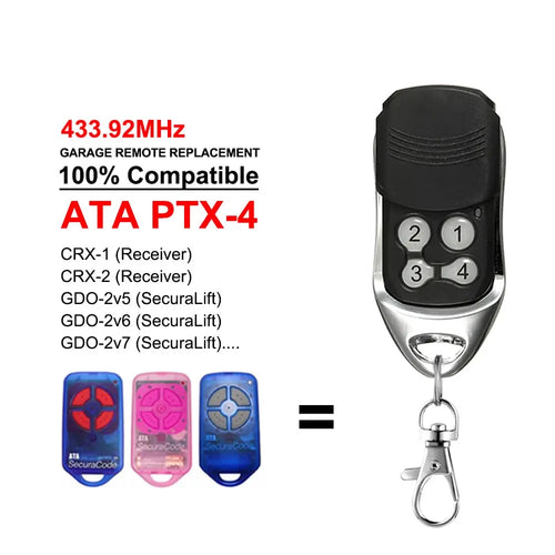ATA PTX-4 Garage Door Compatible Replacement Remote 301, V1 & V2 Unbranded
