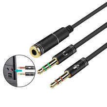 Load image into Gallery viewer, Audio Mic to Headset Splitter Female to 2 Male Headphone Microphone Adapter Unbranded