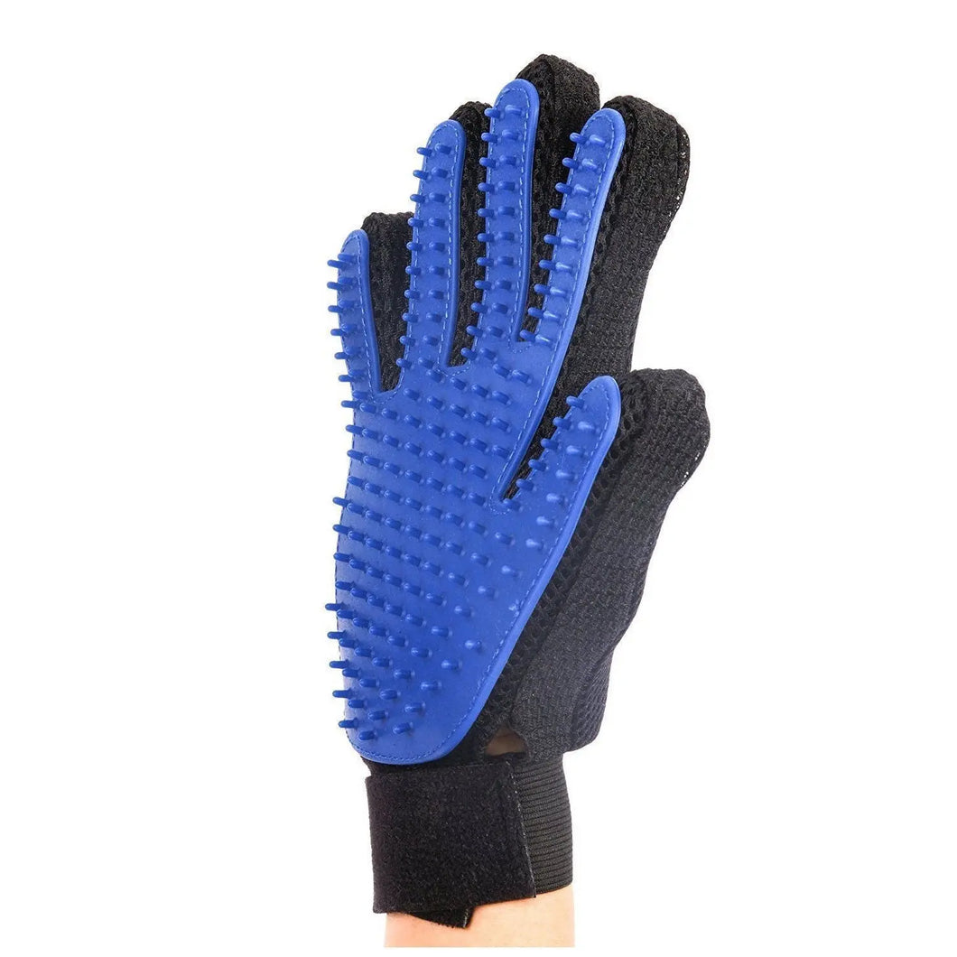 Dog Cat Pet Grooming Glove Blue True Touch Cleaning Natural De Shedding Pet Hair Unbranded